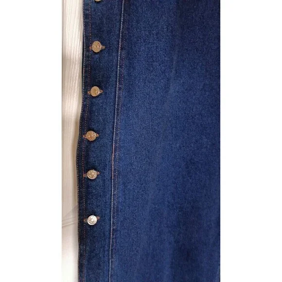 Vintage Molato Denim Maxi Dress Size Large Sleeveless Jean Embroidered Jeweled - Picture 9 of 11